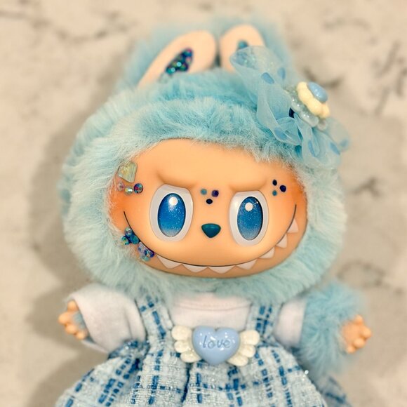 POP MART Accessories - Custom Bling Blue Heart Valentines Labubu- Hope from BIE Series